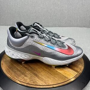 Nike Alpha Huarache Elite 4 Grey Rainbow Baseball Cleats Men's 13 FZ3328-001